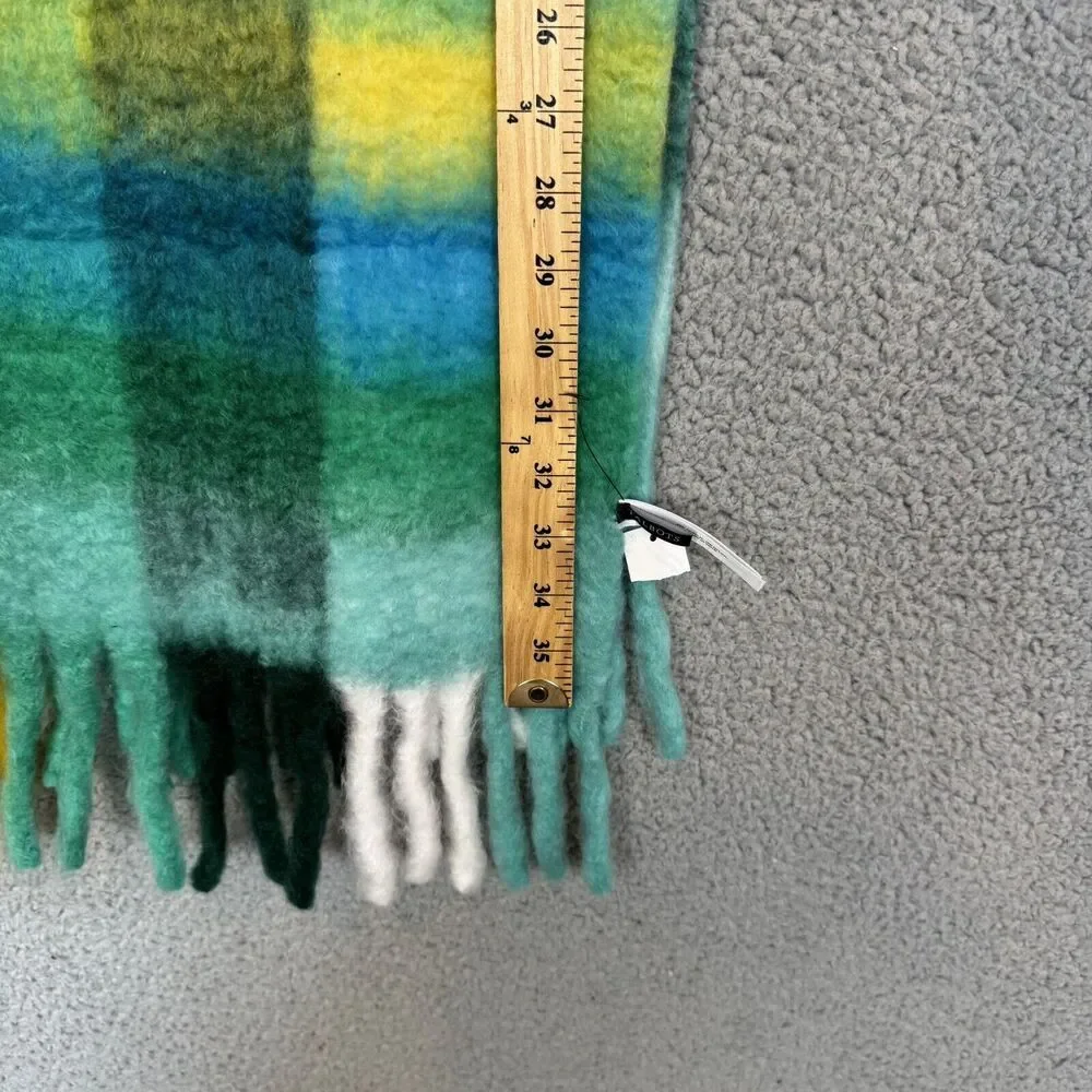 Talbots Scarf Womens 16x72 Blue Green Plaid Acrylic Nylon‎ Blend NWT